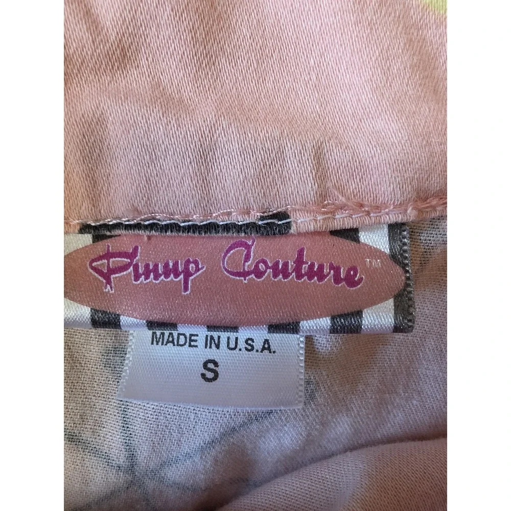 Pinup Couture Skirt S Pink Atomic Print Retro Midi Full Pinup Rockabilly